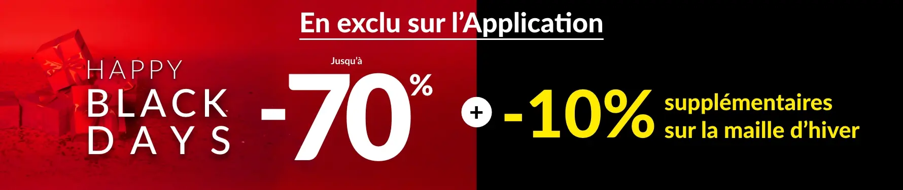 -10% supplémentaire sur toute votre commande dès 2 articles sur les Happy Black Days avec le code JOYEUX.