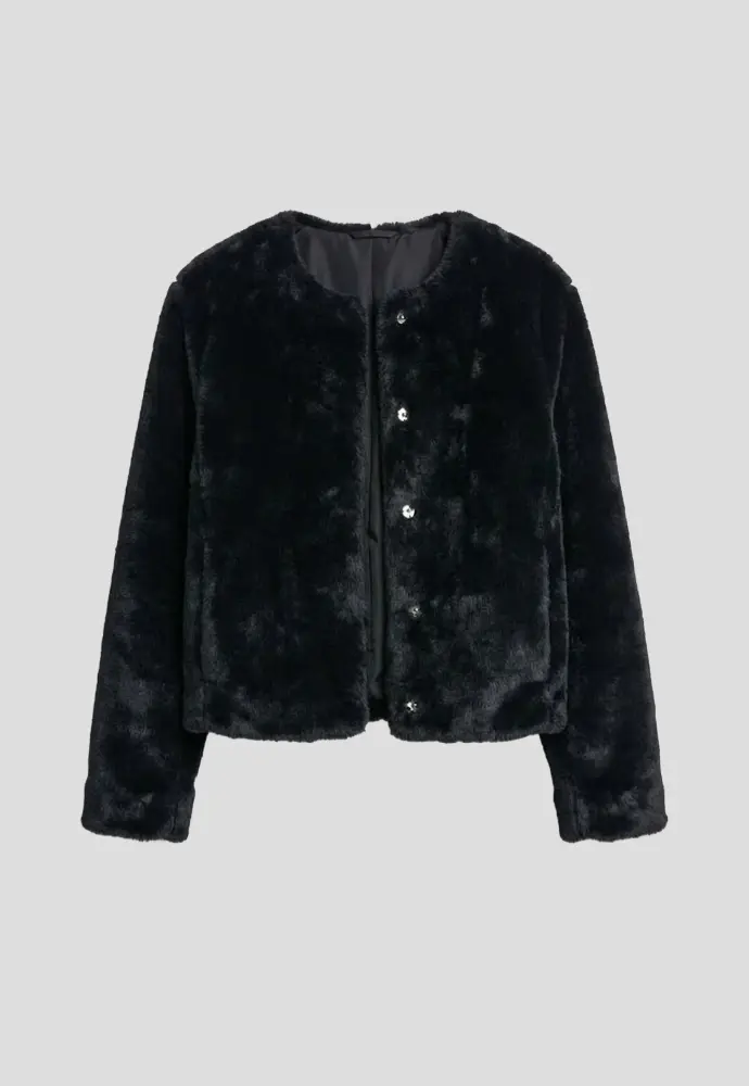 Veste duveteuse boutonnée manches longues Blancheporte