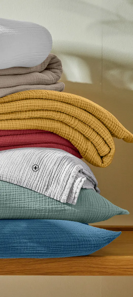 Linge de lit uni en triple gaze de coton, une alternative légère au lin | Blancheporte