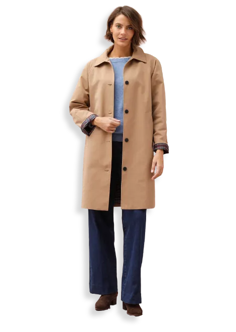Imperméable beige long déperlant, doublure satinée - Blog Blancheporte