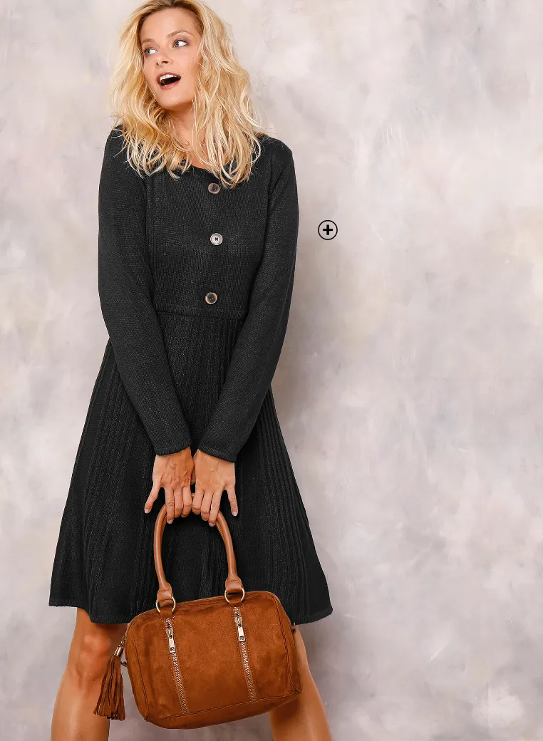 Robe pull boutonnée, chaude et structurante pour envelopper les formes avec style – quelle robe porter quand on est une femme ronde | Blancheporte
