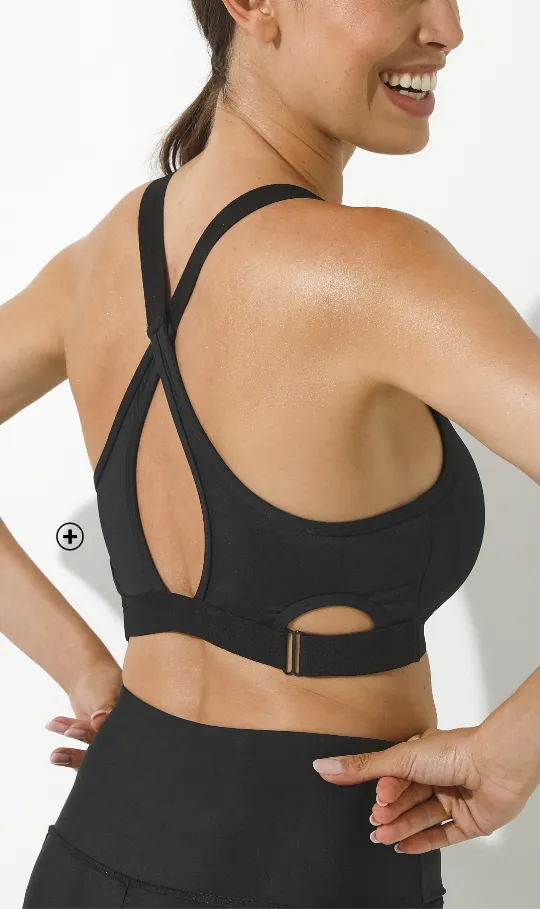 Brassière de sport scratchée, sans armatures, dos croisé microfibre, noir - Blog Blancheporte