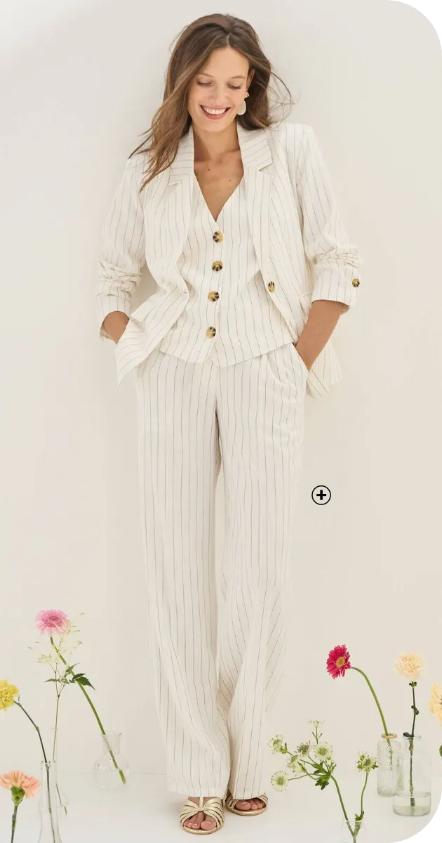 Veste blazer rayée, viscose-lin - Blog Blancheporte