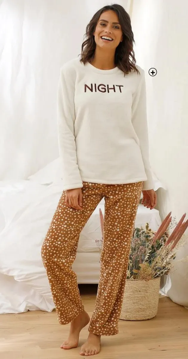 Pyjama polaire confortable femme manches longues avec pantalon pas cher | Blancheporte