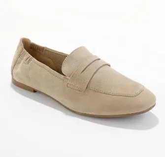 Mocassins femme en croûte de cuir beige pas cher | Blancheporte