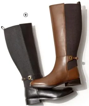 Bottes cavalières en cuir Bottes cavalières femme en cuir noir et marron spécial mollets larges pas cher | Blancheporte