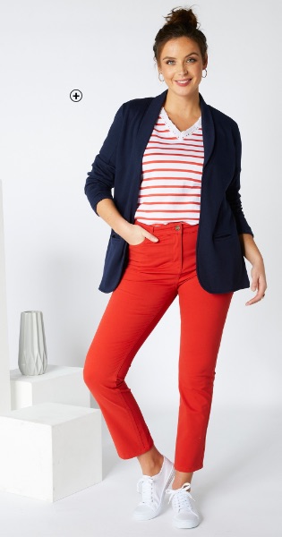 Pantalon droit raccourci bi-stretch Pantalon droit femme Isabella® paprika raccourci bi-stretch pas cher | Blancheporte