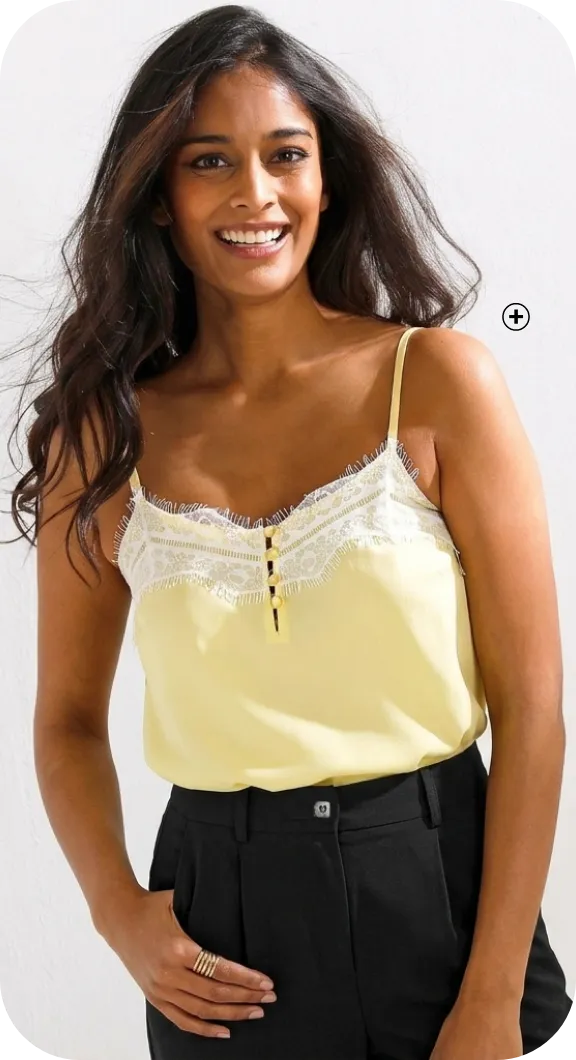 Caraco jaune en dentelle à fines bretelles - Blog Blancheporte
