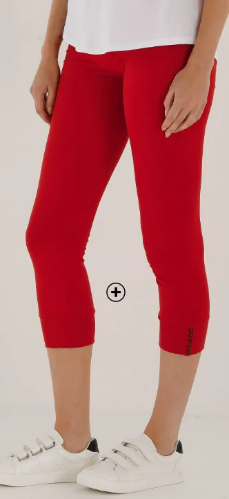 Legging 3/4 en coton stretch, bas de jambe boutonné, coloris rouge - Blog Blancheporte
