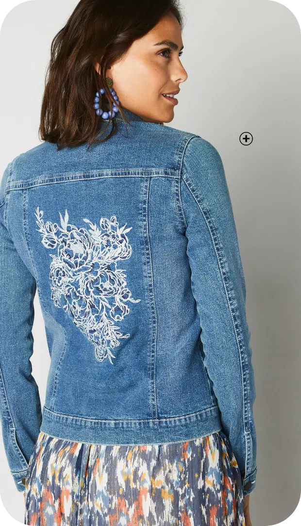Veste brodée en jean, un style casual-chic avec une robe longue | Blancheporte