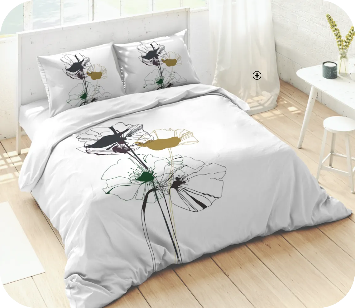 Linge de lit Coquelicot en coton imprimé blanc - Blog Blancheporte
