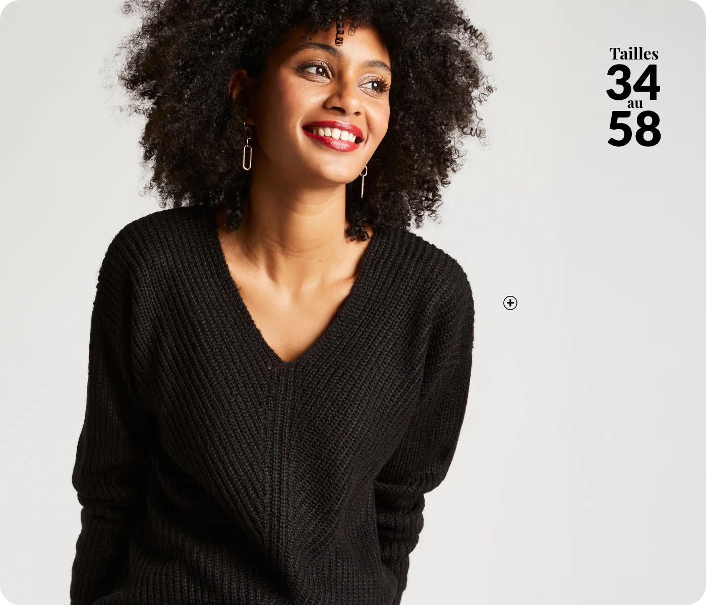 Pull col V en maille anglaise toucher doux, idéal pour allonger la silhouette et flatter les formes | Blancheporte