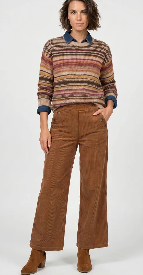 Pantalon large en velours côtelé, effet pont - Blog Blancheporte
