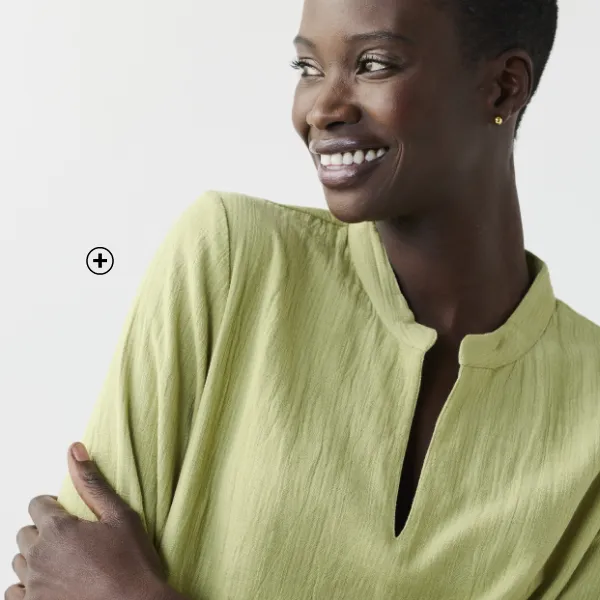 Tunique verte à col tunisien - Blog Blancheporte