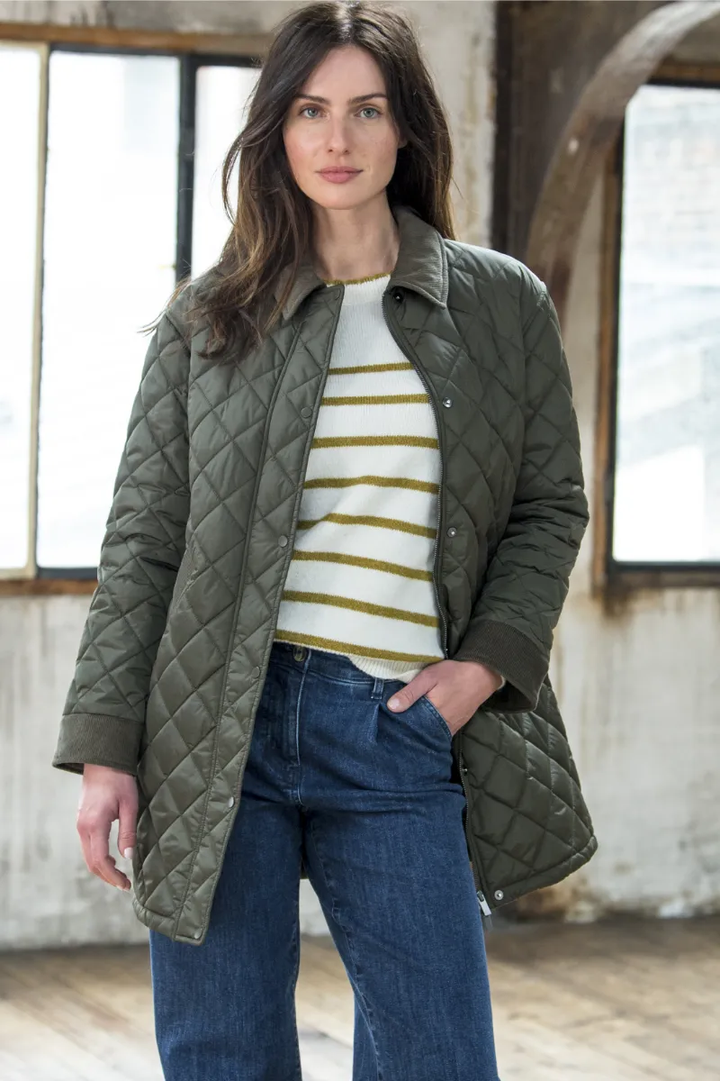 Veste courte verte matelassée, détails velours - Blog Blancheporte