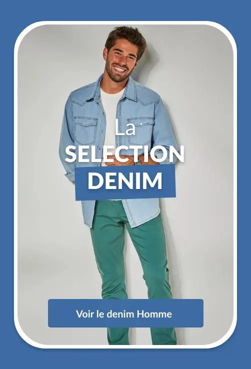 Craquez pour notre sélection de vêtements et d'accessoires en denim pour homme