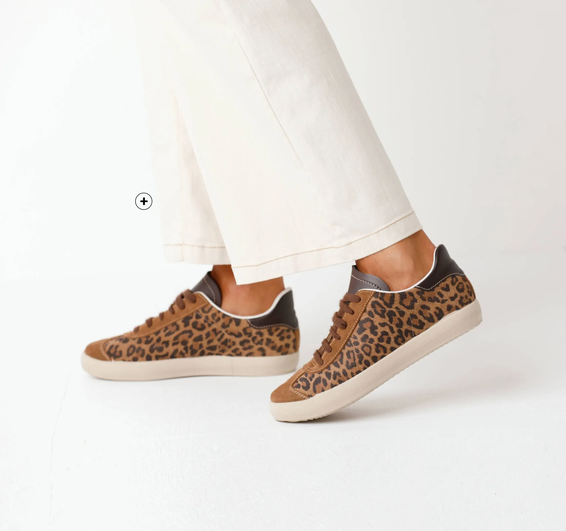 Baskets vintage en croûte de cuir à imprimé léopard - Blog Blancheporte