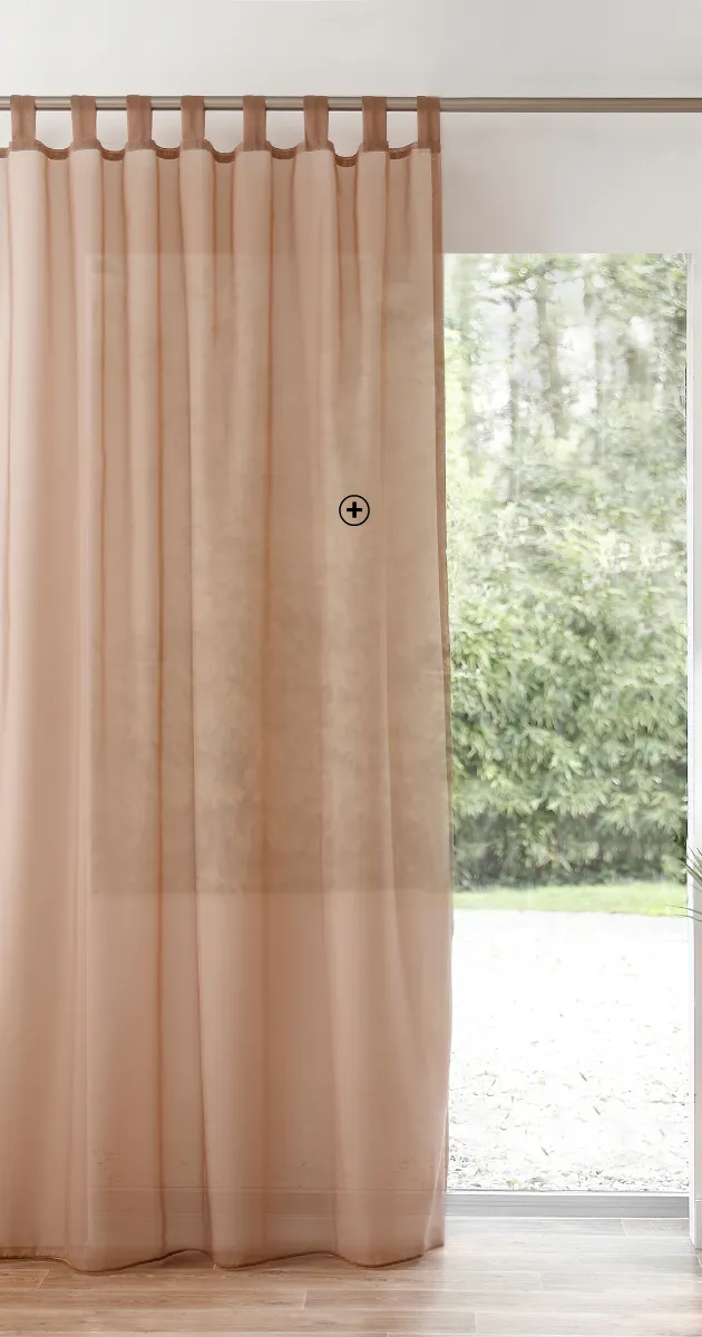 Panneau voile uni polyester, finition pattes, base plombée, coloris taupe - Blog Blancheporte
