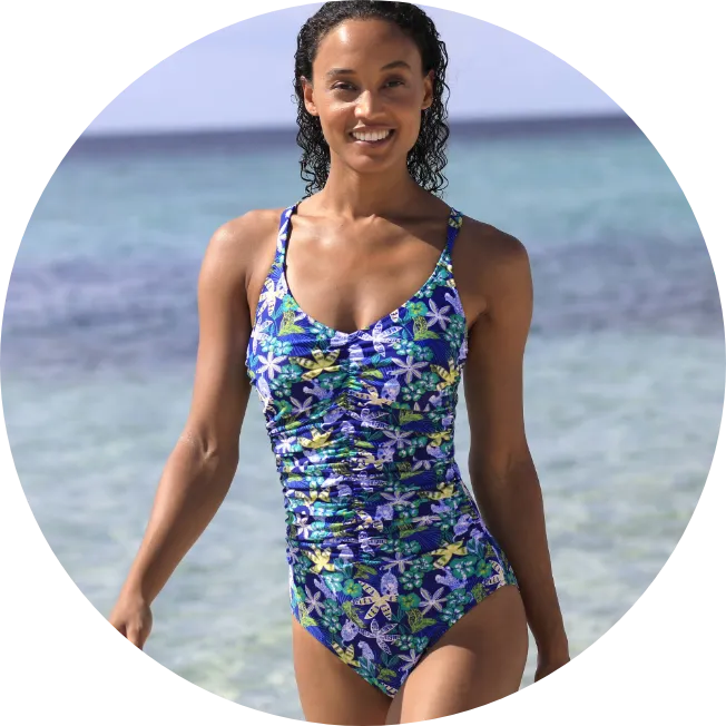 Maillot de bain une pièce imprimé sculptant Naga pour une silhouette galbée et bien choisir sa taille et sa forme de maillot de bain | Blancheporte