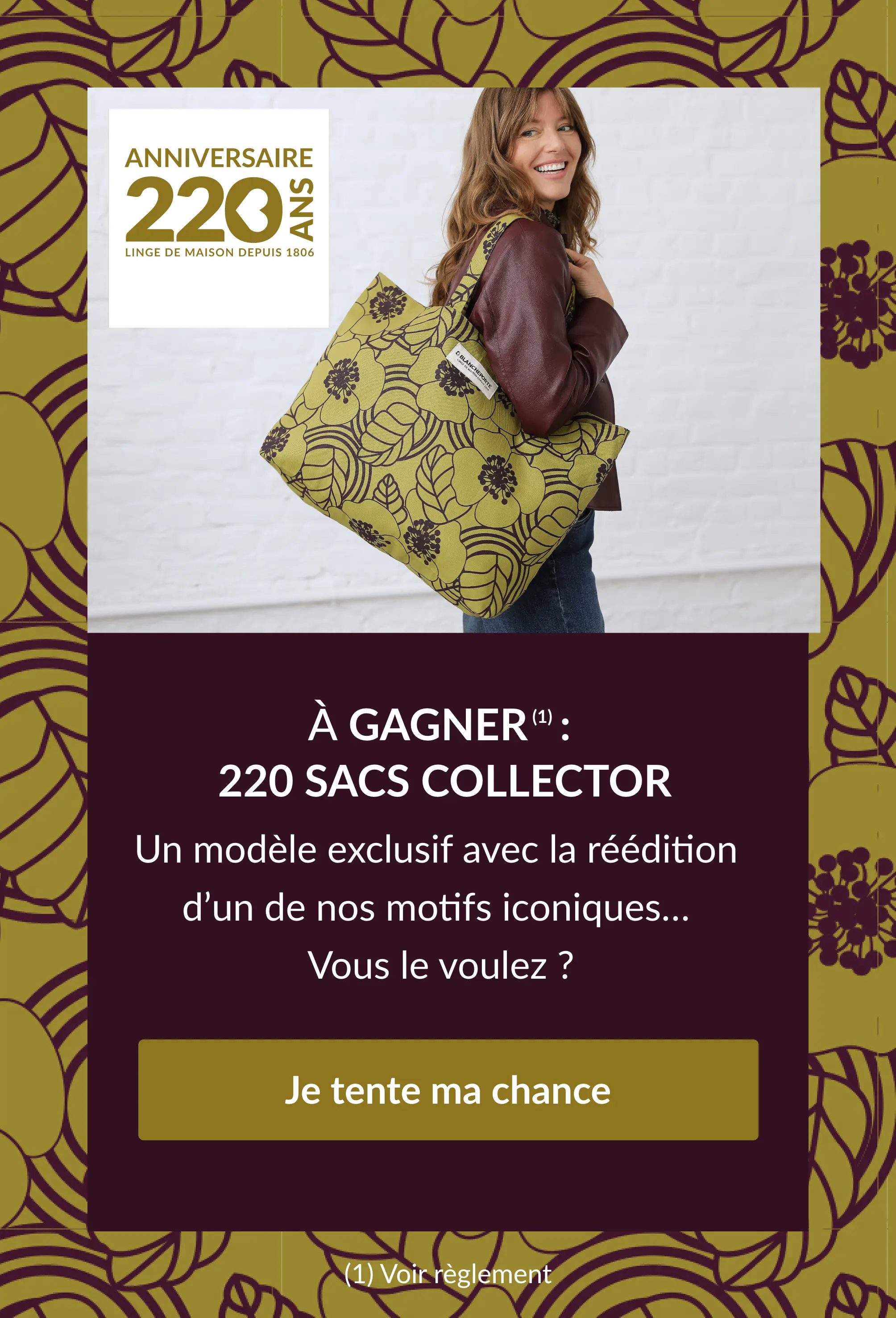 Tentez votre chance en participez au concours Blancheporte pour gaganer notre Tote Bag 220 ans