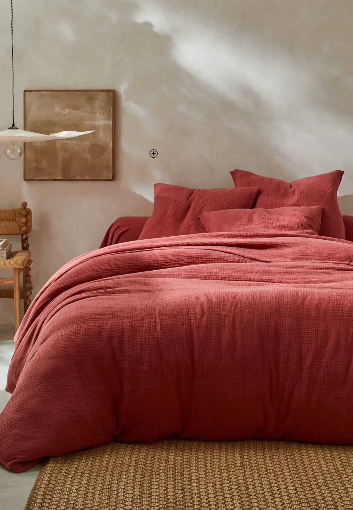 Housse de couette en gaze de coton rouge, moderne et élégante | Blancheporte