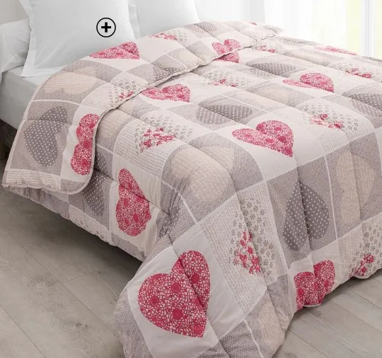 Couette en coton imprimé coeur 400g/m² rouge pas cher | Blancheporte