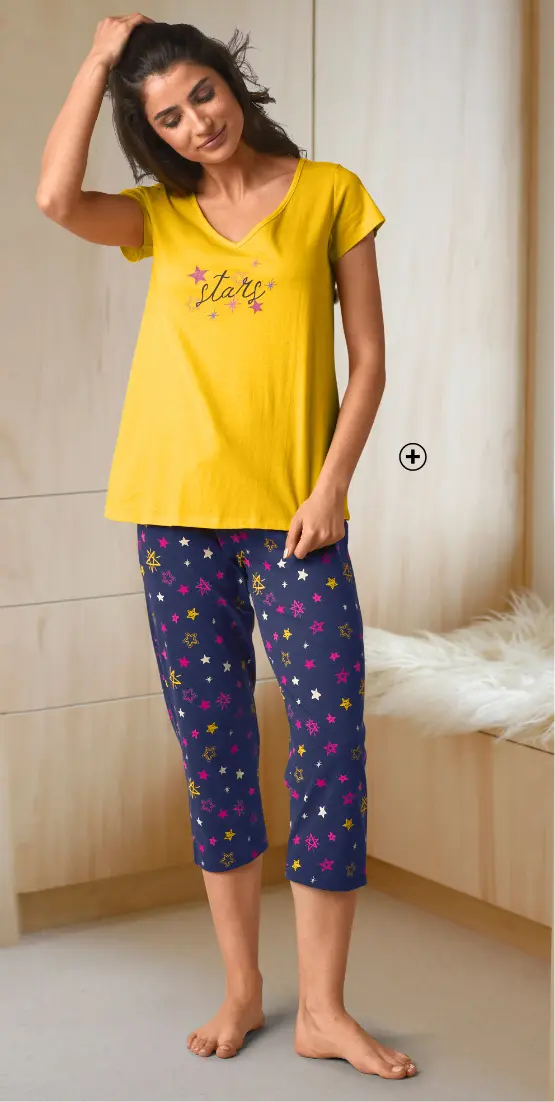 T-shirt de pyjama femme manches courtes imprimé Estrella, léger et confortable pour la saison estivale | Blancheporte