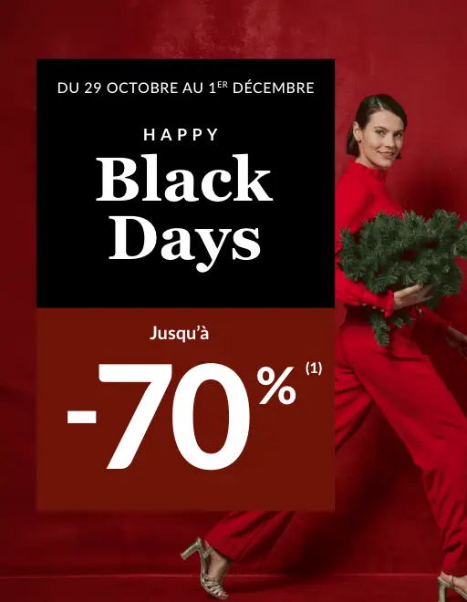Happy Black Days : jusqu'à -70% de réduction sur le site
