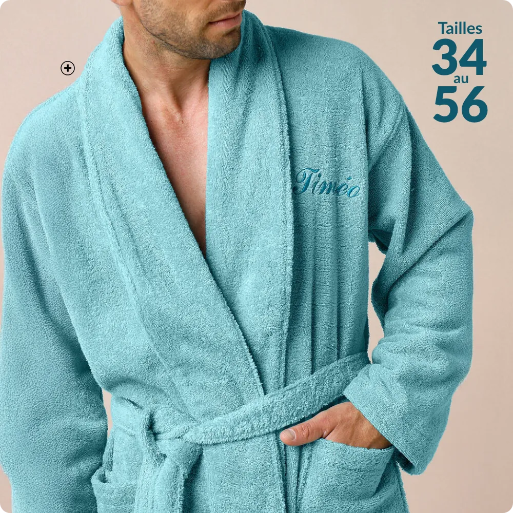Peignoir adulte à col châle personnalisable vert d'eau - Blog Blancheporte