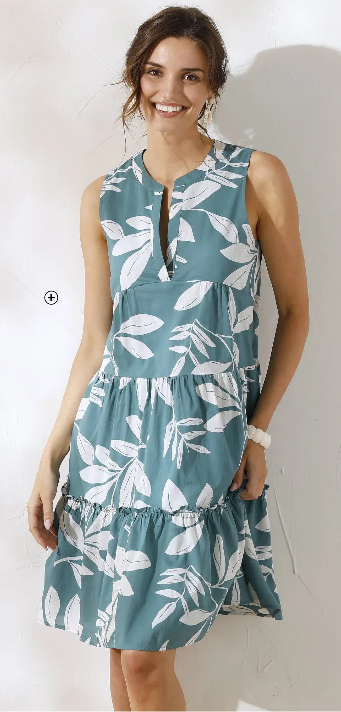 Robe courte imprimée sans manches, parfaite avec des baskets légères | Blancheporte