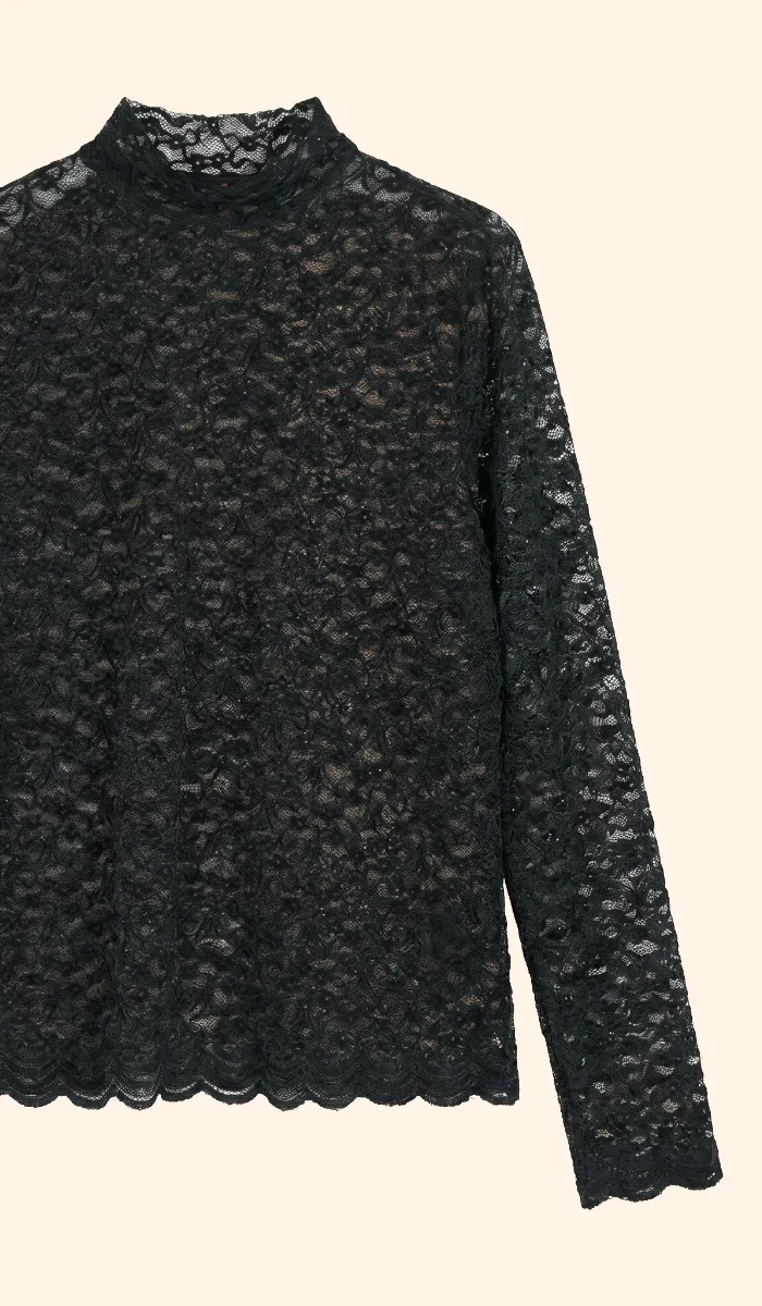 T-shirt col montant, dentelle reliefée - Blog Blancheporte