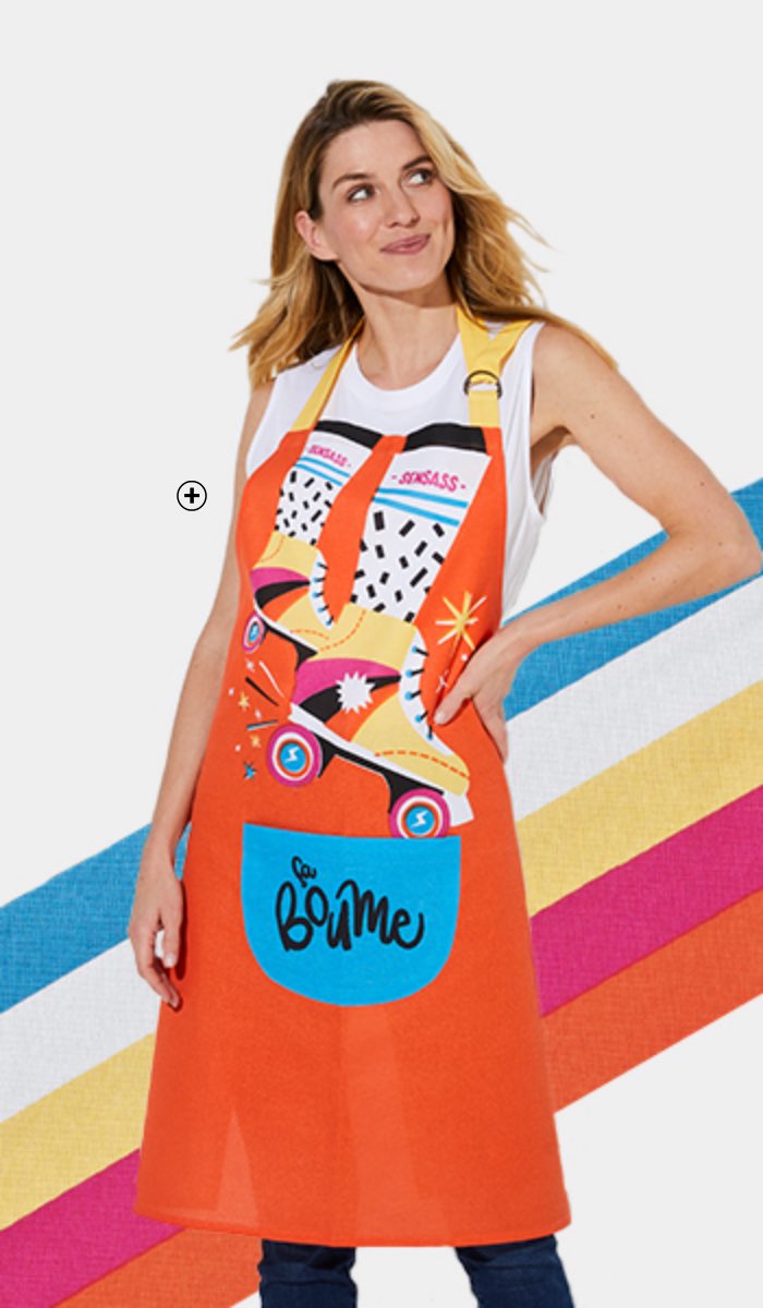 Tablier cuisine multicolore 100% coton Tablier cuisine multicolore avec poche centrale 100% coton pas cher| Blancheporte x Lulu la Nantaise