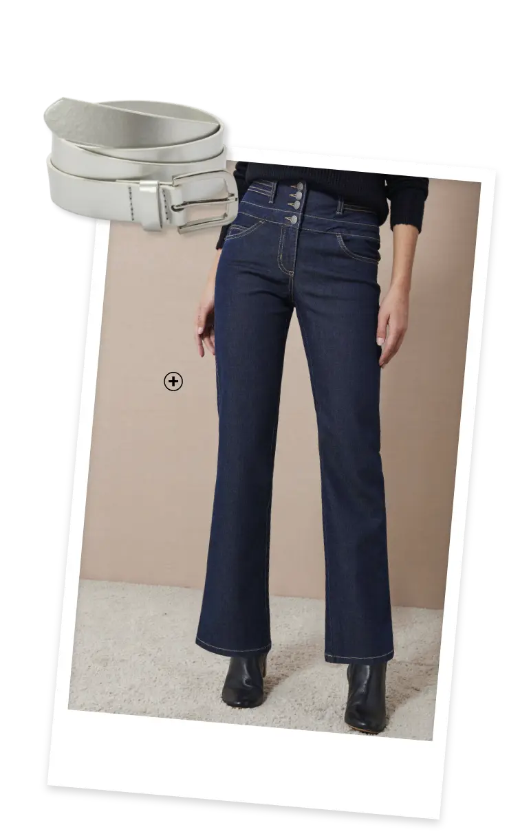 Jean large taille haute bleu, coupe flatteuse pour grande stature et pour être élégante avec un jean | Blancheporte
