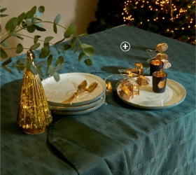 Nappe de table imprimé sapins anti-tâches décoration Noël pas cher - Blancheporte