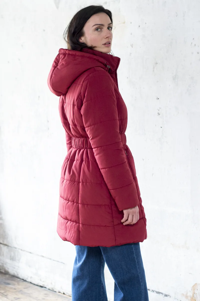 Doudoune rouge longue ceinturée - Blog Blancheporte