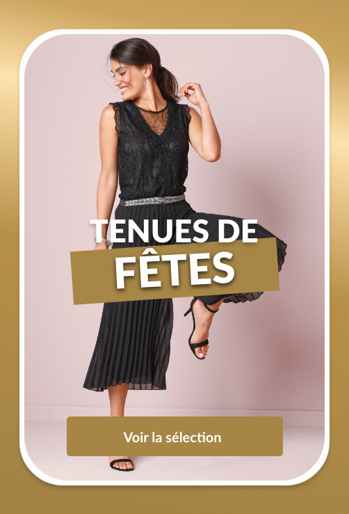 Craquez pour notre sélection de tenues de fêtes : robes à paillettes, blouse scintillante... 