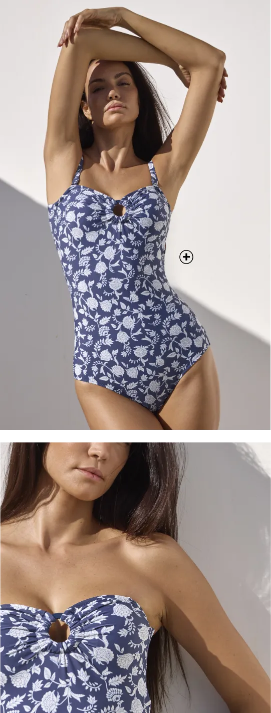 Maillot de bain bleu 1 pièce bustier imprimé Saglia sans armatures - Blog Blancheporte