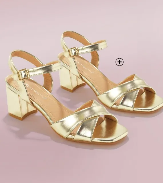 Sandales femme à talon brides croisées doré pas cher | Blancheporte