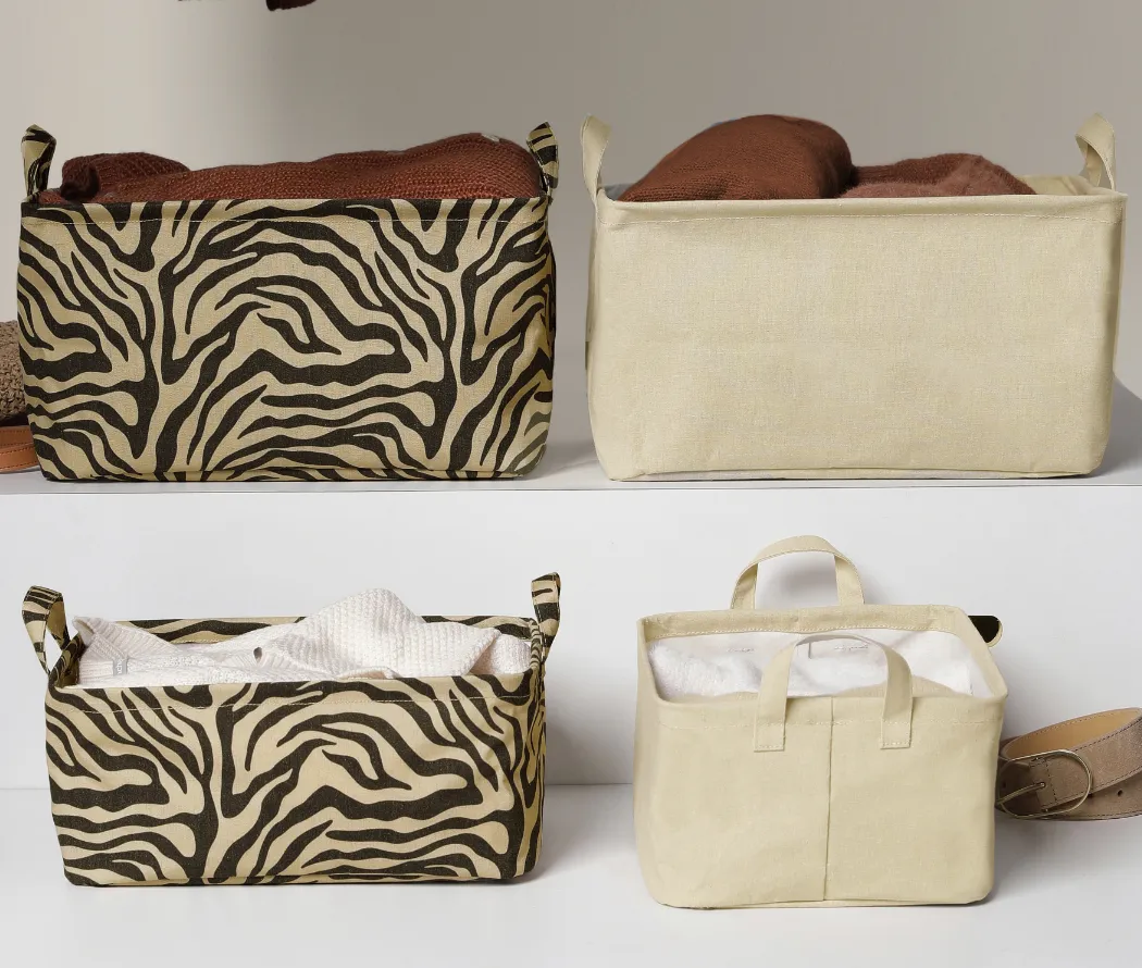 Panier en coton enduit imprimé zèbre, lot de 2 - Blog Blancheporte