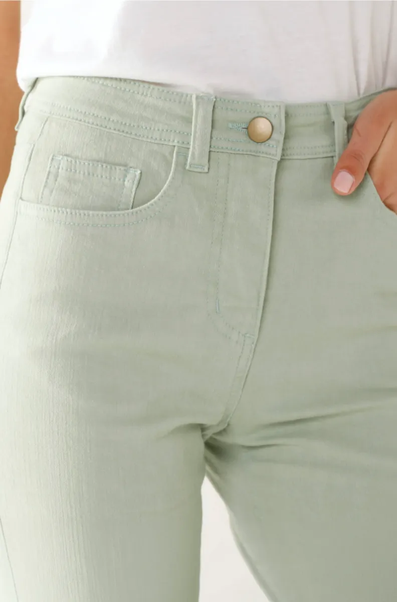 Pantalon vert droit sculptant, renfort gainant - Blog Blancheporte