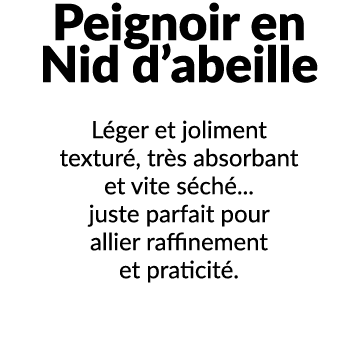 Peignoir en Nid d’abeille L ger et joliment textur , tr s absorbant et vite s ch ... juste parfait pour allier raffin...