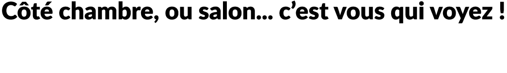 C t chambre, ou salon... c’est vous qui voyez ! 