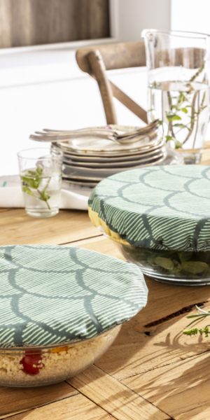Charlotte alimentaire verte tissu couvre plat pas cher - Blancheporte - Collection upcycling