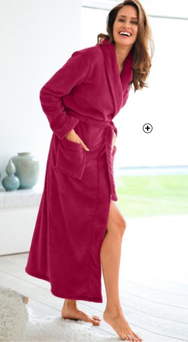 Peignoir pour femme ou homme rouge cerise polaire col châle manches longues pas cher - Blancheporte