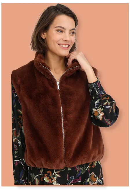 Veste sans manches zippée, matière duveteuse - Blog Blancheporte