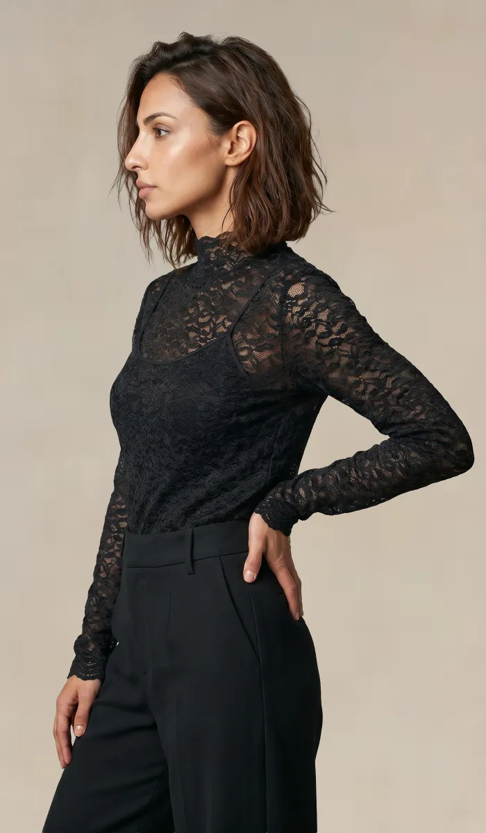 T-shirt col montant, dentelle reliefée - Blog Blancheporte