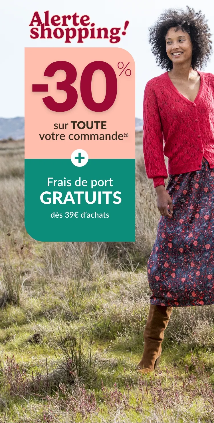 Profitez de -30% sur toute votre commande dès 2 articles achetés et les frais de port offerts avec le code 698300 !