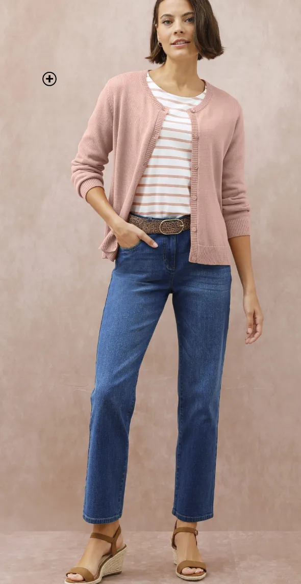 Jean droit 5 poches délavé - Blancheporte