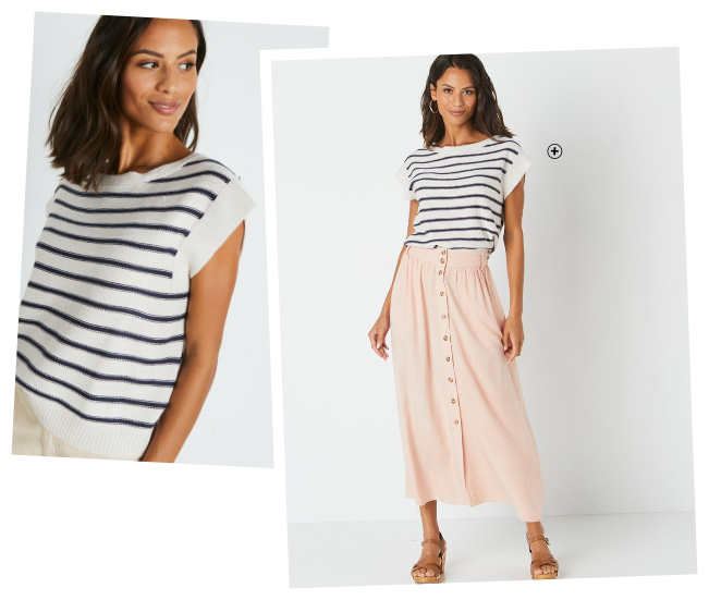 Pull marinière sans manches Pull marinière sans manches spécial petites blanc et bleu pas cher | Blancheporte