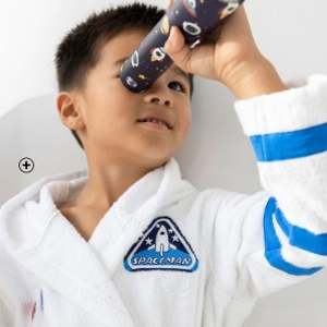 Peignoir de bain enfant Colombine des Petits® éponge 100% coton déguisement astronaute blanc pas cher | Blancheporte